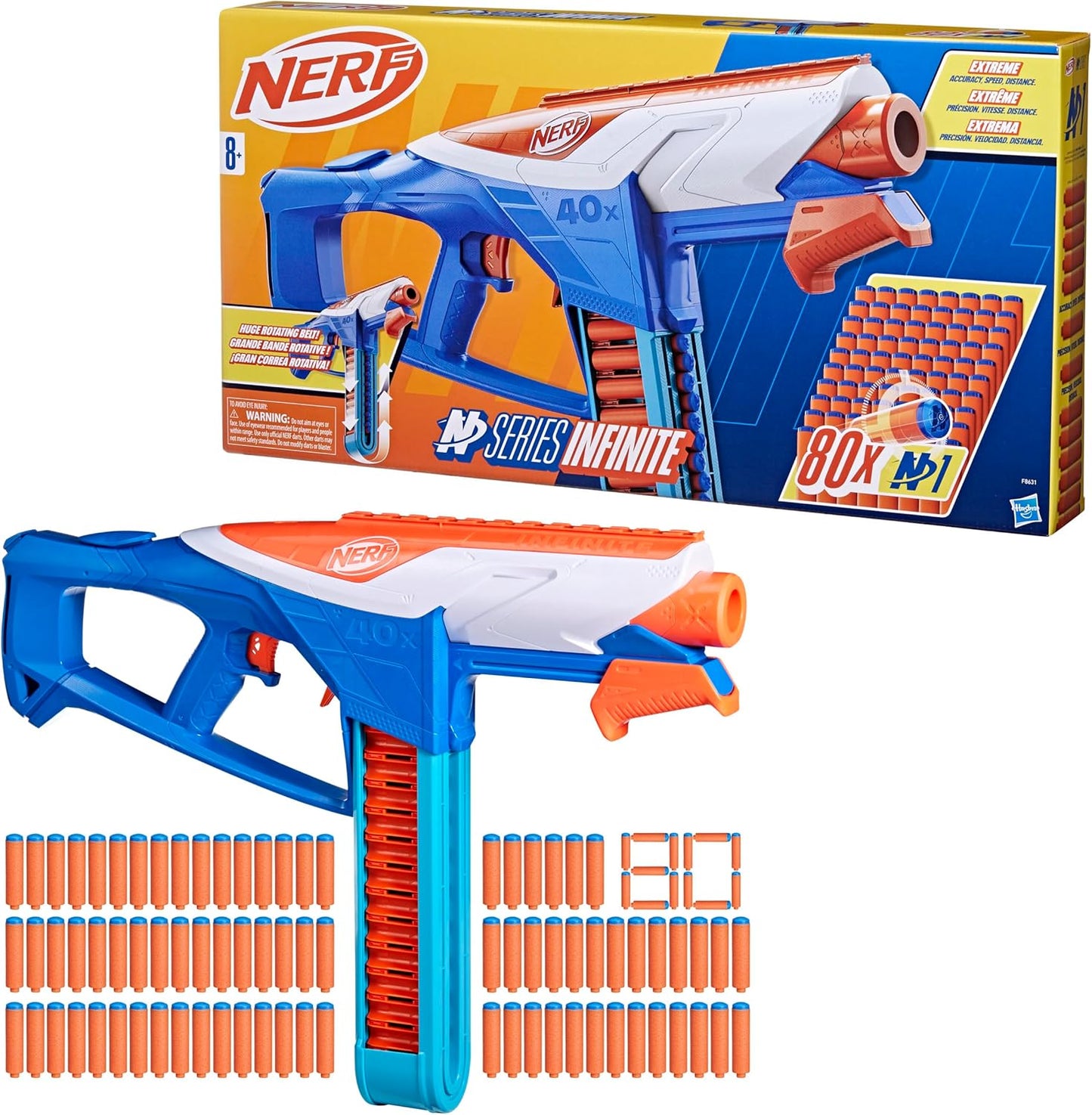 Lanzador Nerf N Series Infinite + 80 Dardos De Hasbro Azul
