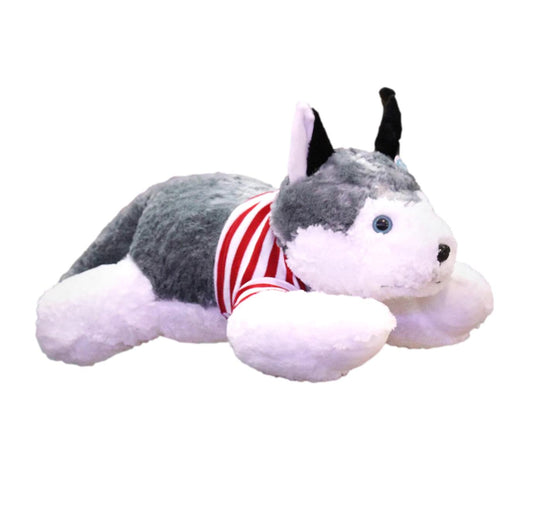 Perro Husky de peluche grande de 90 cm con playera