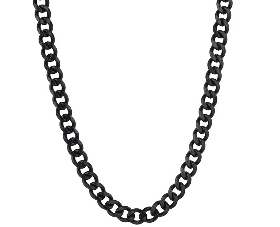 Cadena Cubana de Acero Inoxidable Negro de 60 cm x 5mm