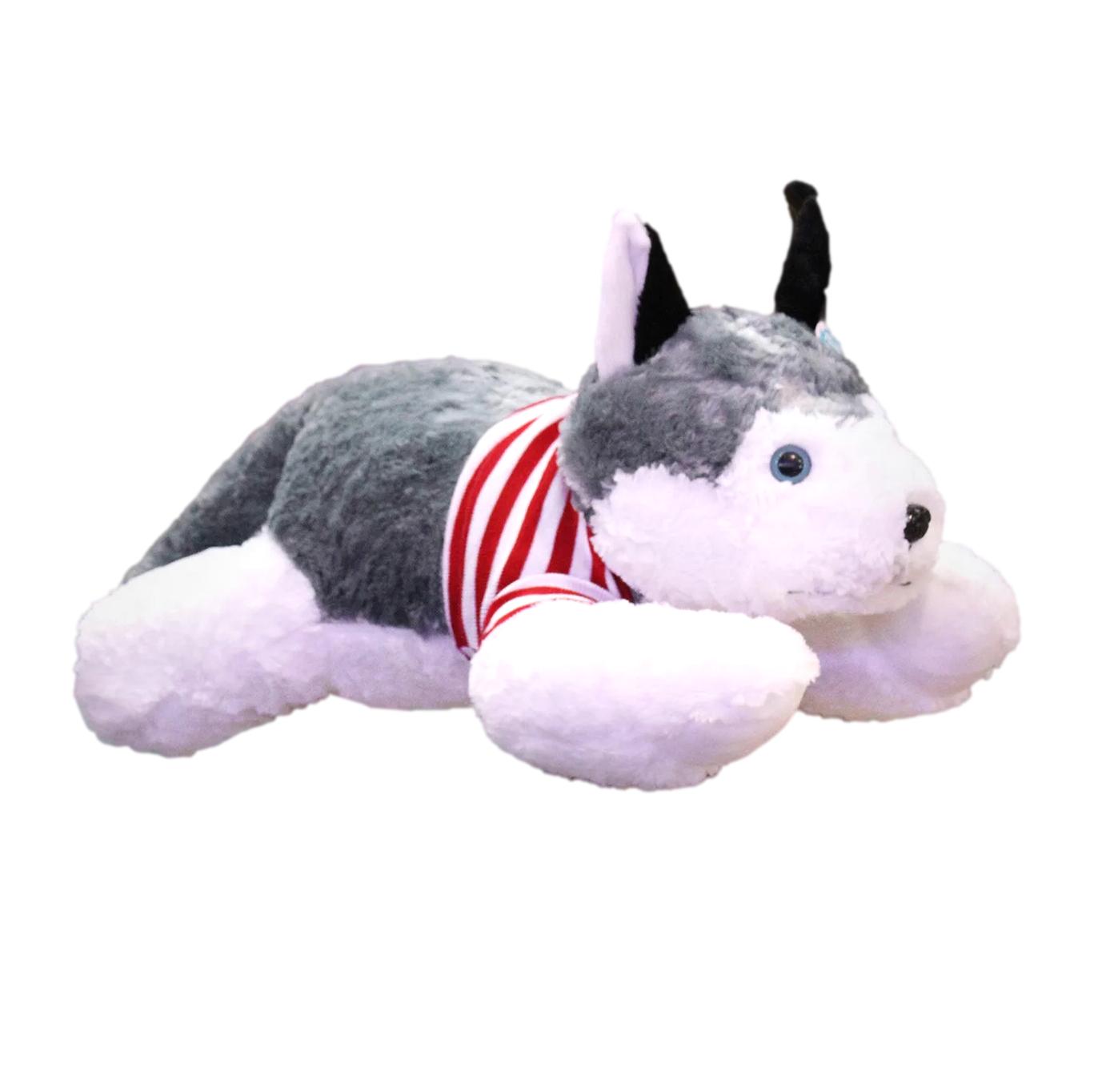 Perro Husky de peluche grande de 90 cm con playera