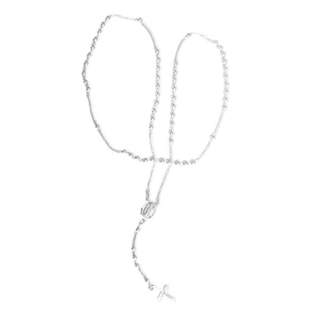Rosario de plata 925 cuentas de 3 mm virgen de guadalupe