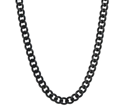 Cadena Cubana de Acero Inoxidable Negro de 60 cm x 5mm